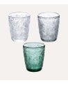 Vaso Bajo con Hojas de Vidrio