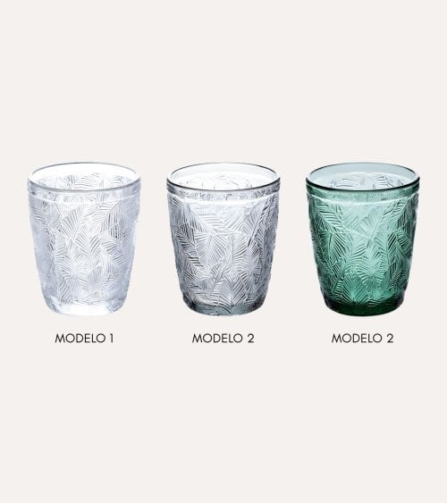Vaso Bajo con Hojas de Vidrio