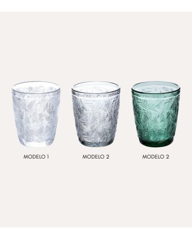 Vaso Bajo con Hojas de Vidrio