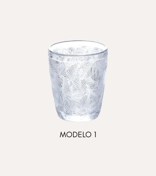 Vaso Bajo con Hojas de Vidrio