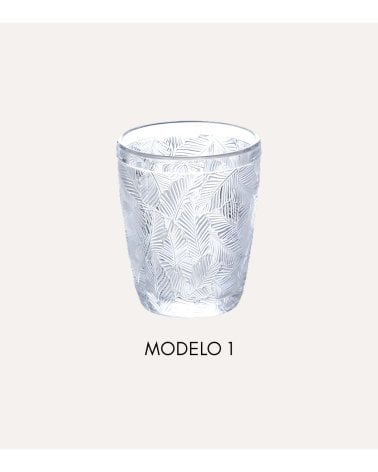 Vaso Bajo con Hojas de Vidrio