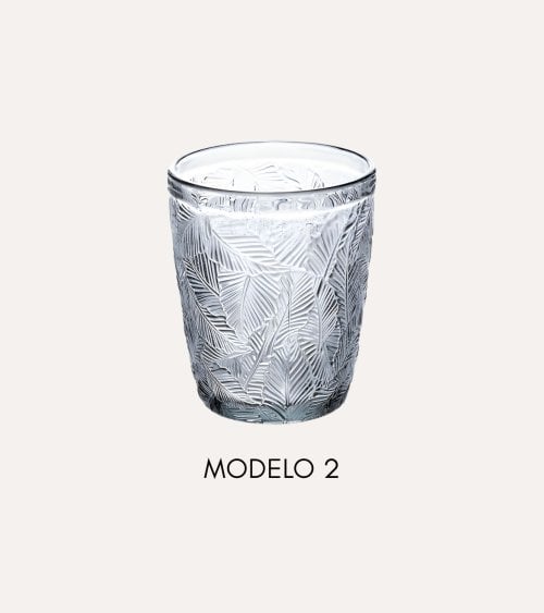 Vaso Bajo con Hojas de Vidrio