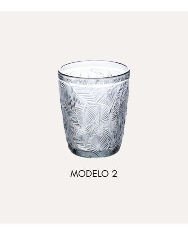 Vaso Bajo con Hojas de Vidrio