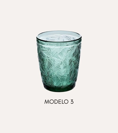 Vaso Bajo con Hojas de Vidrio