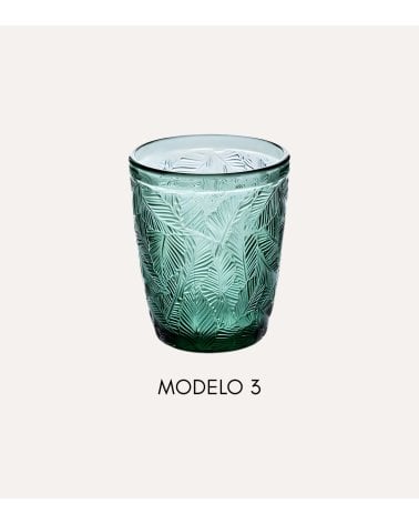 Vaso Bajo con Hojas de Vidrio