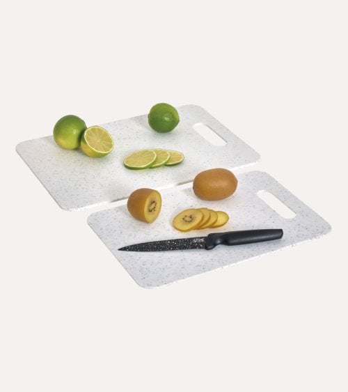 Set de 2 Tablas de Corte Efecto Piedra de Plástico