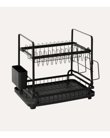 Escurreplatos de 2 Niveles Black Edition de Acero y PP