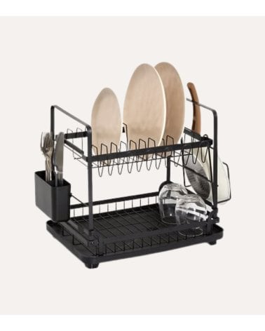 Escurreplatos de 2 Niveles Black Edition de Acero y PP