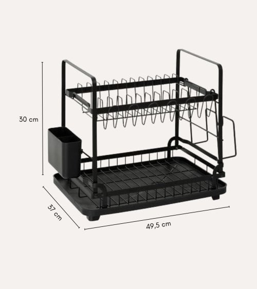 Escurreplatos de 2 Niveles Black Edition de Acero y PP
