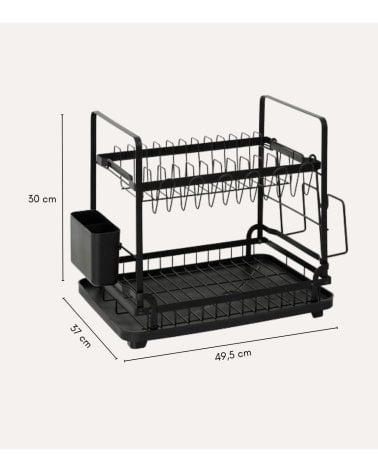 Escurreplatos de 2 Niveles Black Edition de Acero y PP
