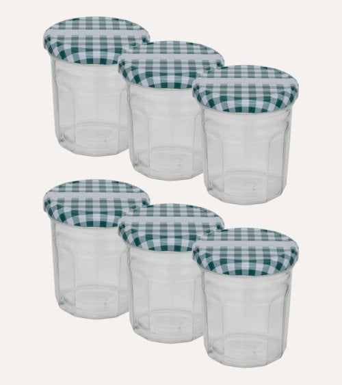 Set de 6 Tarros para Mermelada de Cristal