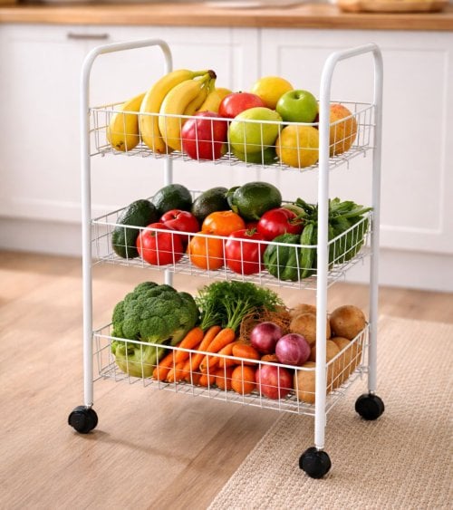 Carro Auxiliar Verdulero Alice de 3 Niveles de Metal