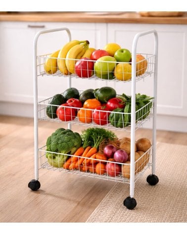 Carro Auxiliar Verdulero Alice de 3 Niveles de Metal