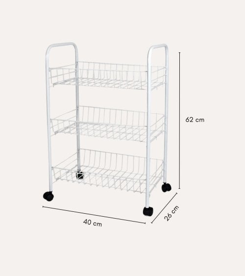 Carro Auxiliar Verdulero Alice de 3 Niveles de Metal