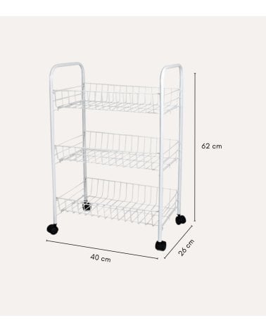 Carro Auxiliar Verdulero Alice de 3 Niveles de Metal