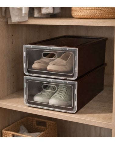 Zapatero Apilable Wengue de Plástico