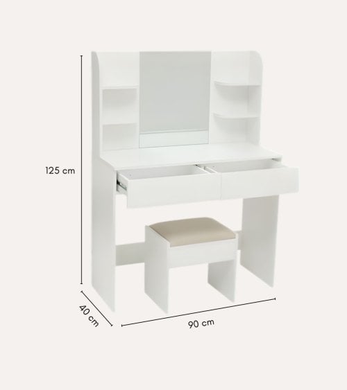 Tocador Dolo con 2 Cajones y Espejo de MDF