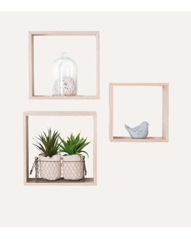 Set de 3 Estantes Cubos Fixy para Pared de MDF