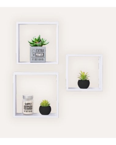 Set de 3 Estantes Cubos Fixy para Pared de MDF