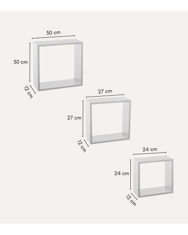Set de 3 Estantes Cubos Fixy para Pared de MDF