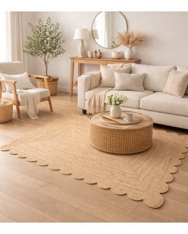 Alfombra con Borde Dentado de Yute Natural