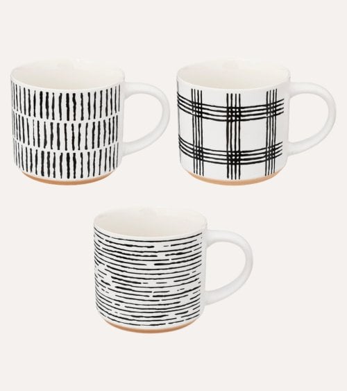 Taza Mug Rayas de Tinta de Cerámica