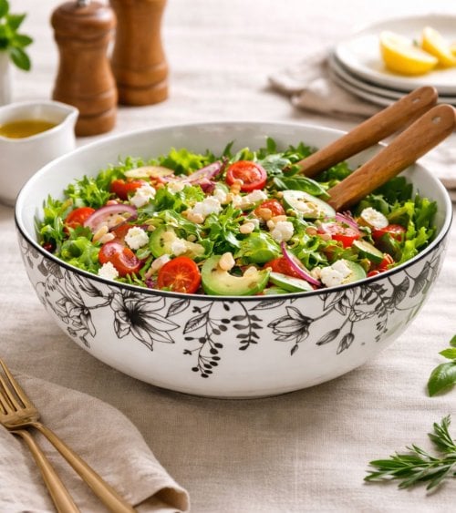 Ensaladera Floral de Cerámica