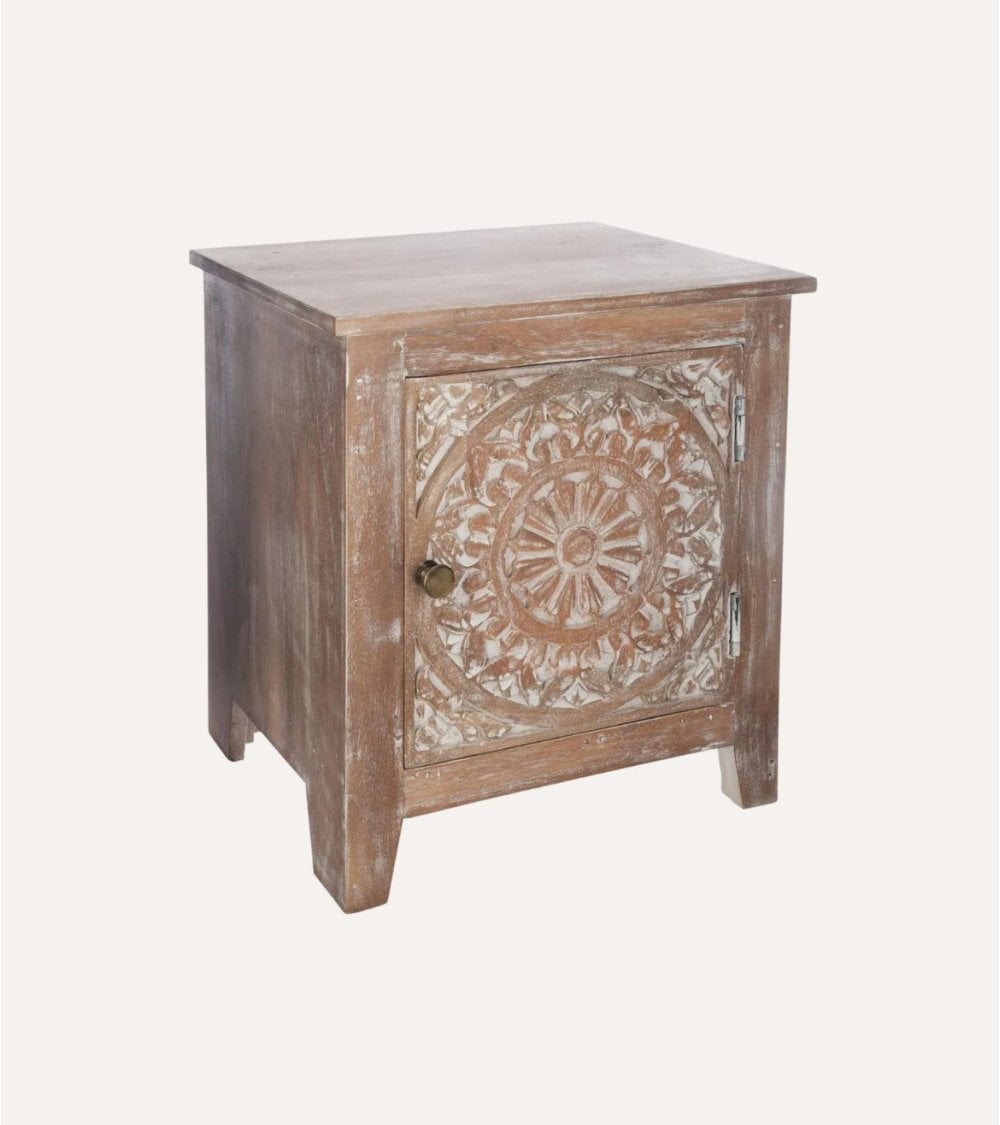 Mesita de Noche Shirel de Madera de Mango