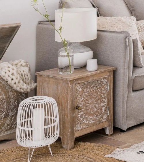 Mesita de Noche Shirel de Madera de Mango