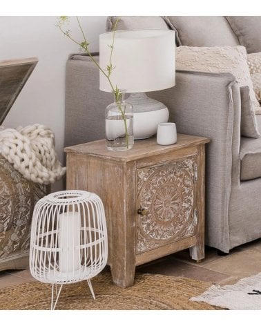 Mesita de Noche Shirel de Madera de Mango