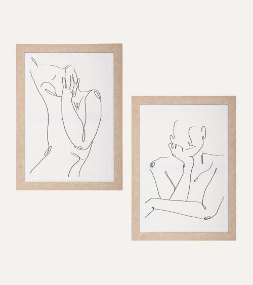 Cuadro Impreso Silueta de Cuerpo en Dibujo de Línea de MDF