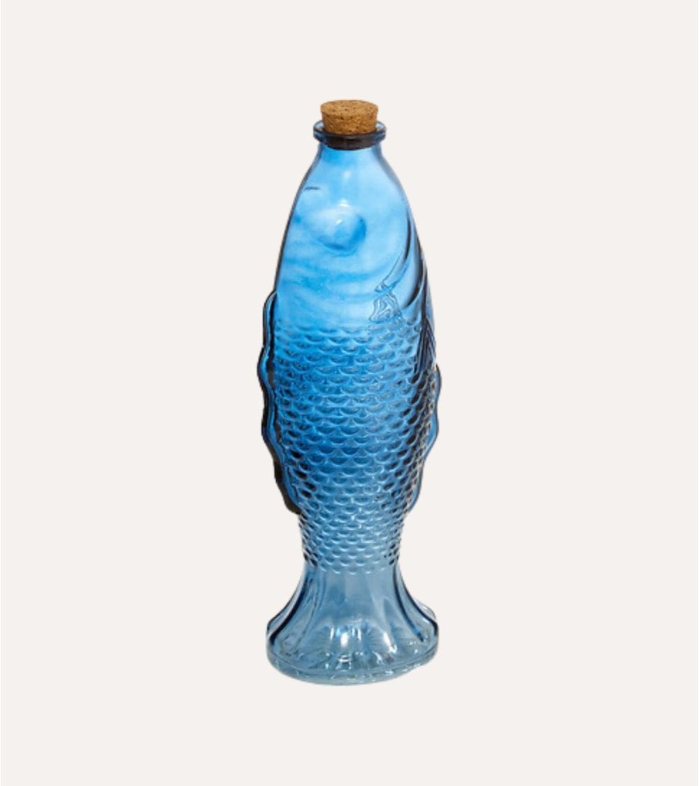 Botella Decorativa Oceánia Pez de Vidrio