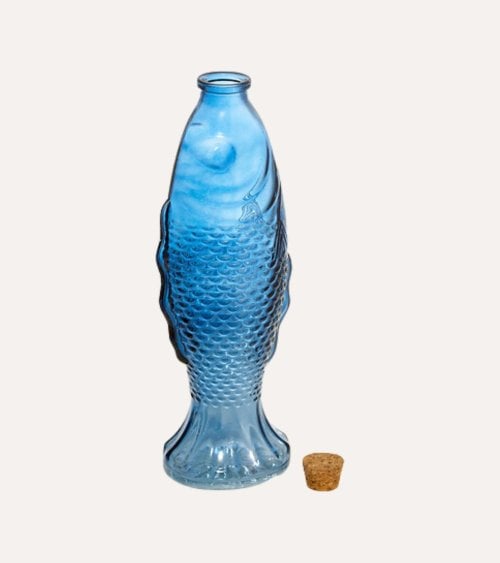 Botella Decorativa Oceánia Pez de Vidrio
