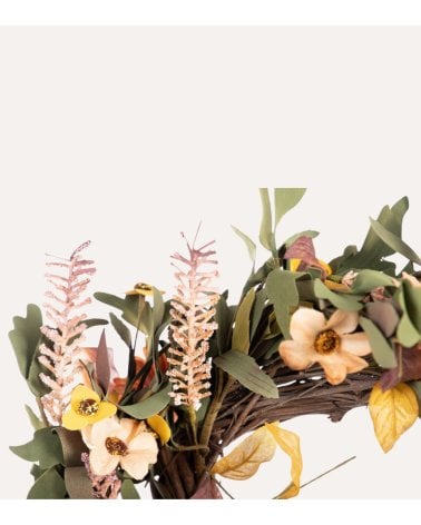 Corona de Flores Decorativa Otoño de Poliéster