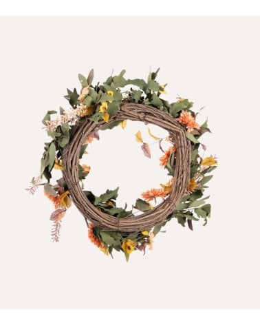 Corona de Flores Decorativa Otoño de Poliéster