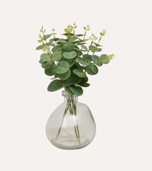 Jarrón Irregular con Eucaliptos Decorativos