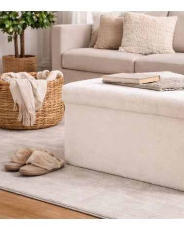 Puff Plegable Doble Ezzio de Pelo Sintético