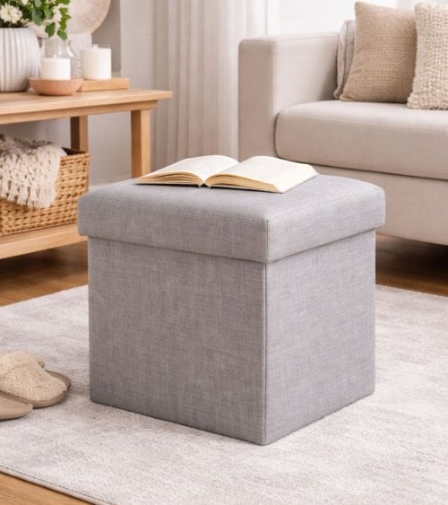 Puff Plegable Tomaz de Poliéster y MDF