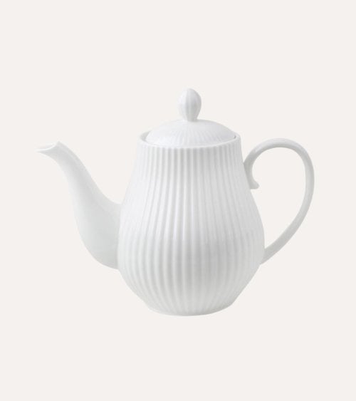 Tetera A Rayas de Porcelana Grabada