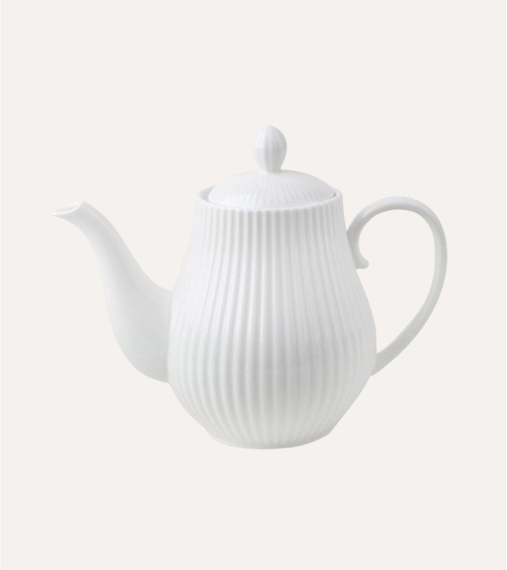 Tetera A Rayas de Porcelana Grabada