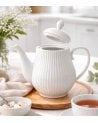 Tetera A Rayas de Porcelana Grabada