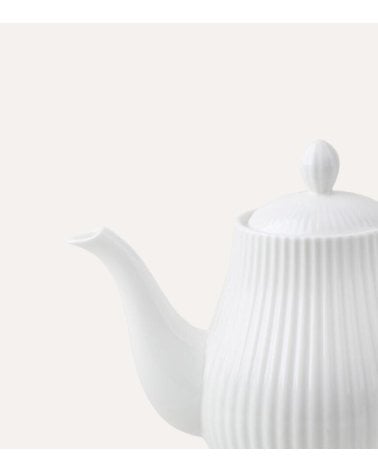 Tetera A Rayas de Porcelana Grabada