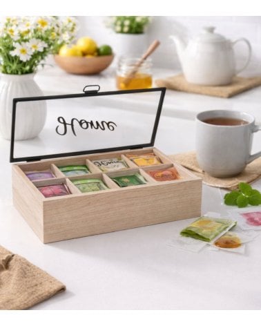Caja de Té Dales de Madera y Vidrio