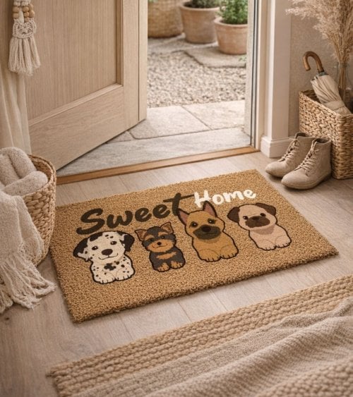 Felpudo de Fibra de Coco con Perros