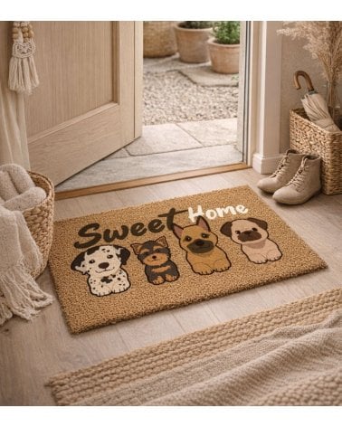 Felpudo de Fibra de Coco con Perros