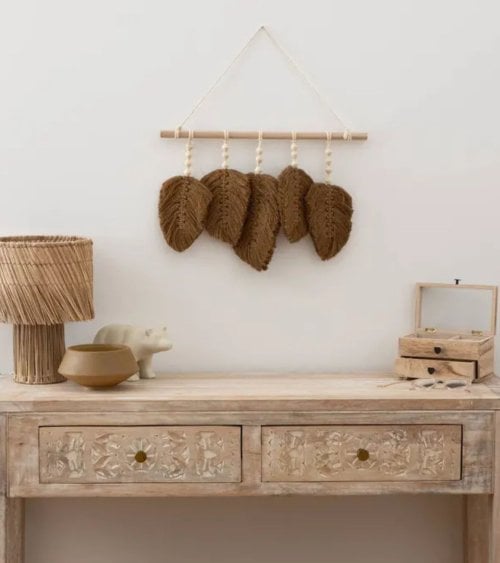 Decoración de Pared Colgante de Hojas Odina de Madera Paulownia