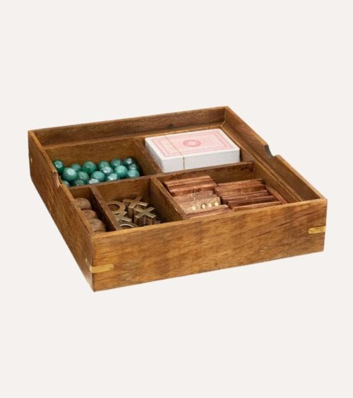 Caja Multijuego Inés con Cartas, Dominó, Canicas y Dados