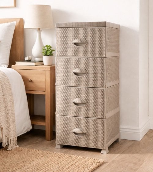 Cómoda Gaudens con 4 Cajones de Plástico