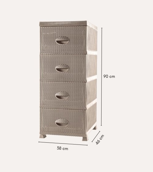 Cómoda Gaudens con 4 Cajones de Plástico