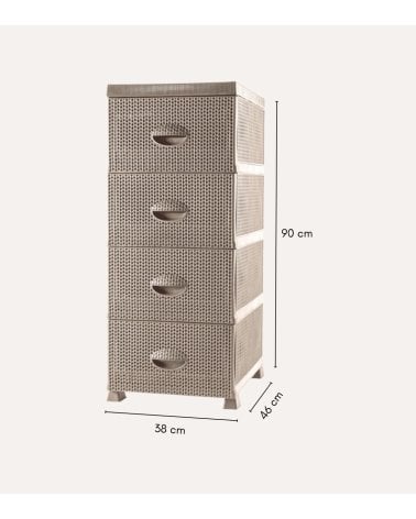 Cómoda Gaudens con 4 Cajones de Plástico